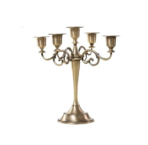 QAUUCP Kerzenhalter Wohnkultur Bronze Kandelaber Metall 5/3 Arme Kerzenhalter Hochzeitsdekoration Kerzenständer Event Kerzenständer Tischdekoration(ColorB 5-arms)