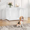 Hzuaneri Hundekäfig Möbel, 80cm Hundebox für Zuhause, 3 Türen, Bogentür, Moderne Hundebox Indoor für Hunde, Beistelltisch, Hundekäfig Hochbelastbar, 56 x 80 x 61 cm, Weiß DFC85113W