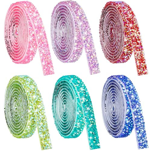 NiArt Self Adhesive Rhinestone Ribbon Rolls (6 Candy Colors)