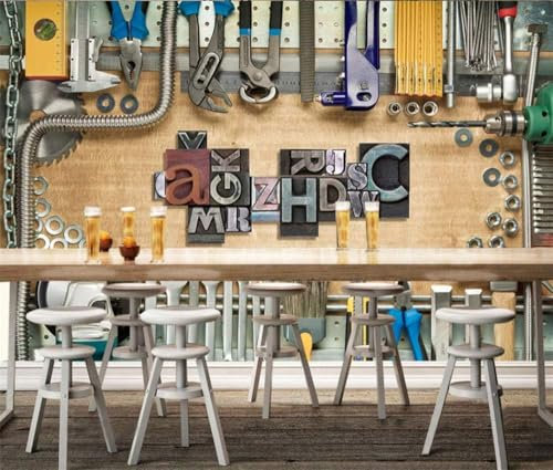Vintage Mechanical Repair Tools 3D Wallpaper Office Living Room Sofa Bedroom TV Background Wall Decoration-350cm×256cm