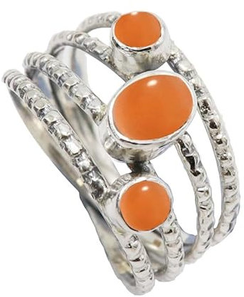 SILVERTROVE Pfirsichfarbener Mondstein Edelstein Sterling silber Band Ring für Männer und Frauen, in allen Größen, Schmuck CRG1082BR13_(59 (18.8))