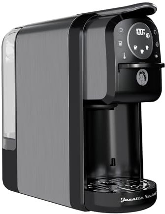 Juanita Cafetera Multicápsula Instant – 1400W, Presión 20 Bares, Compatible con Cápsulas y Café Molido, Pantalla Digital, Depósito 1.3L, Compacta y Fácil de Limpiar