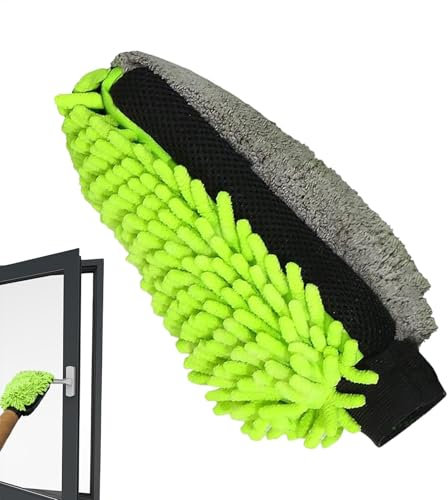 Duroecsain Mikrofaserwaschmittel, Autowasch MIT | Nicht-Lint-Chenille-Mikrofaser-Waschhandschuhe - Automatische Detaillierung von Waschmittel, doppelseitige Außenpflegeprodukte, grün