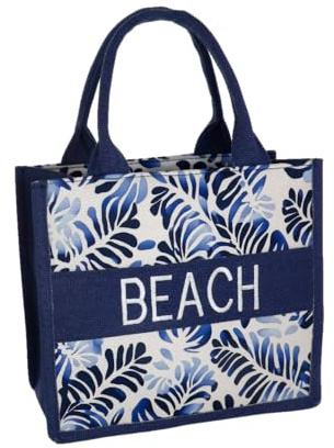 Camomilla Milano Borsa Mare Donna, Borsa Spiaggia, Collezione City, Misura S, Fantasia Foglia, Colore Blu