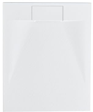 Receveur de Douche Minimaliste 80 x 100 x 3 cm Écoulement SMC Effet Pierre Naturelle Blanc Azzuro