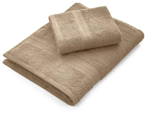 Bassetti Dream - Set Asciugamani Da Bagno Viso e Bidet Coppia Asciugamani da Bagno con Ospite 430 g/mq | 60x110 cm + 40x60 cm | (BEIGE)