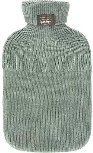 Fashy Wärmflasche, 2,0 L, Strickbezug aus Polyester, Grün