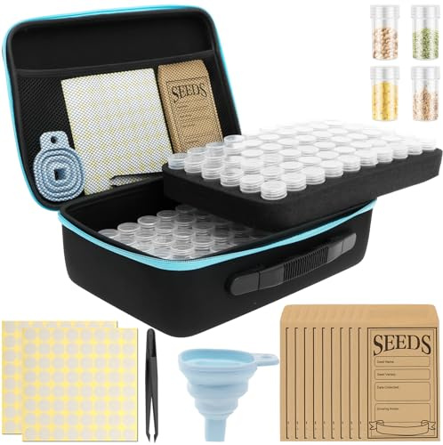 Boîte de Rangement Transparente en Plastique pour semences - avec protège-Pince et Autocollants - capacité pour Fleurs (120 grilles)