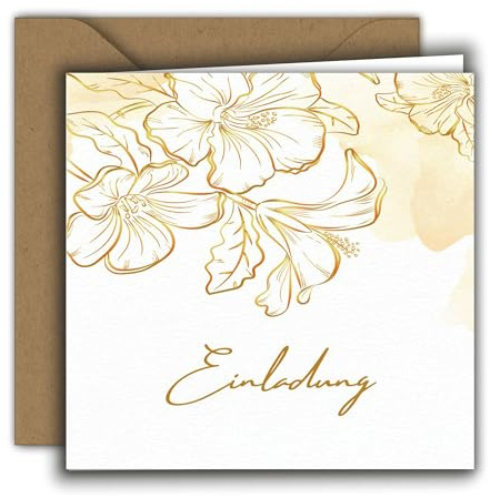 Edition Colibri Premium inbjudningskort med kuvert – elegant vikbart kort 15 x 15 cm för bröllop, födelsedag, nattvardsgång, konfirmation och festliga tillfällen, hibiskus
