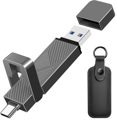 EASTBULL Unidad USB 3.2 de 1 TB de hasta 550 MB/s SSD externa de alta velocidad 2 en 1 USB-C+USB-A 3.2 Gen1 Dual Drive para iPhone 15/PC/Windows (gris, con una bolsa)