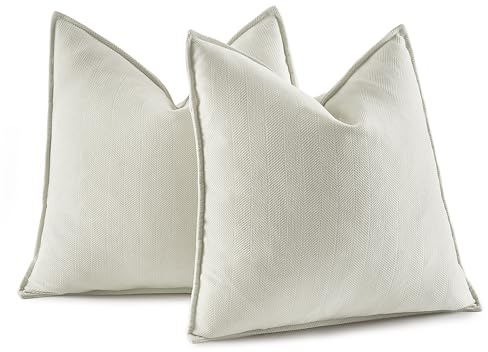 MIULEE 2er Kissenbezug 45x45 Milchweiß Chenille Kissenhülle zierkissen | Weiche Kissenbezüge Sofakissen dekokissen zierkissen Elegantes Design für Couch Sofa Wohnzimmer