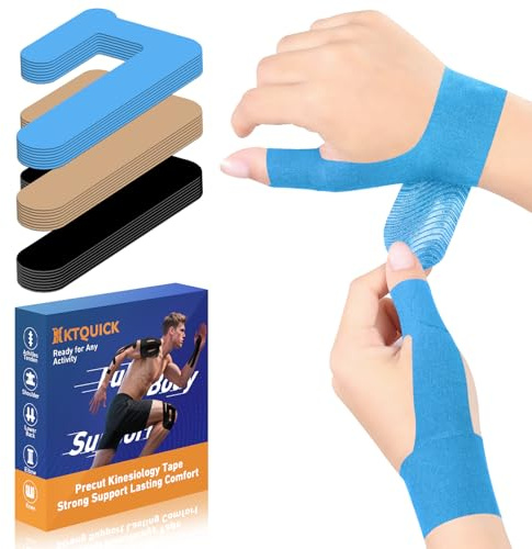 KTQUICK Vorgeschnittene Kinesiotapes für LinksFinger,10PCS,Latexfrei&Cutton | Hautfreundl Atmungsaktive Baumwolle,Lindert Maushand-Schmerzen bei Handwerkern, Büroangestellten und Sportlern