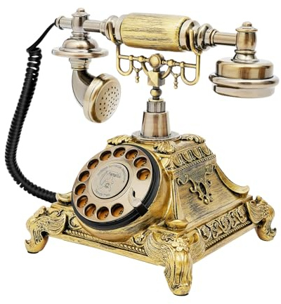 Festnetztelefon im Retro-Stil, drehbar, altes Telefon, kabelgebunden, nostalgisch, verwendet in Häusern, Büros, Cafés, Luxushotels, Kunstgalerien, Schmuck usw