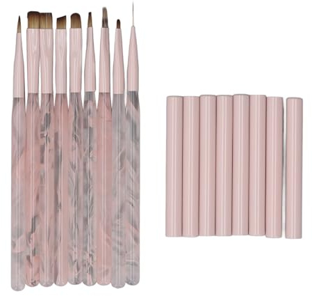 Professional Nail Art Brushes Set 9 Pcs Flat Oval Fine Angled Clean Up Brushes for UV Gel Nail Polish Painting DIY Enthusiasts and Salon Professionals ABS Artificial Fiber