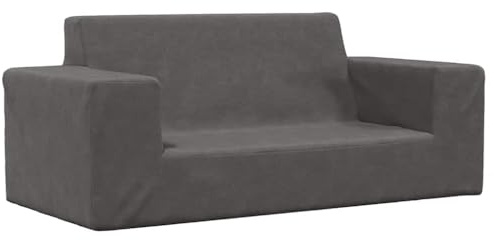 vidaXL Canapé pour Enfants à 2 Places Anthracite Peluche Douce, Mini canapé, Mini canapé pour Enfants, siège pour Enfants, Fauteuil pour Enfants