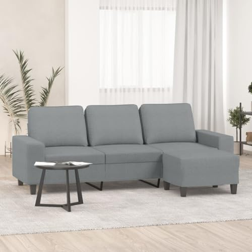 Frdhee Canape Angle Convertible,Canapé à 3 Places avec Repose-Pieds Gris Clair 180 cm Tissu pour Salon, Bureau et Petit Appartement