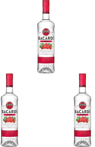 BACARDÍ Razz, 27% Vol., 70 cl / 700 ml, weißer Rum mit spritzigem Himbeergeschmack, weiche Noten reifer Himbeeren und saftige, herbe Zitrusfrucht (Packung mit 3)