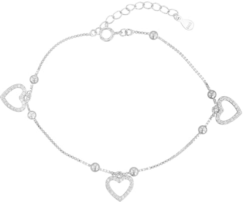 Akzent Armband Damen - Premium Armband Damen in Schwarz aus 925/- Silber, rhodiniert, 100% Wasserfest & Hautverträglich