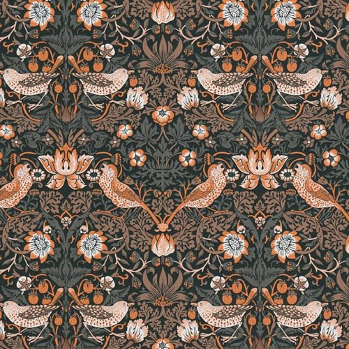 Profhome Blumen Tapete 390563-GU Vliestapete schwarz orange braun-grau weiß 0,53 m x 10,05 m = 5,33 m2