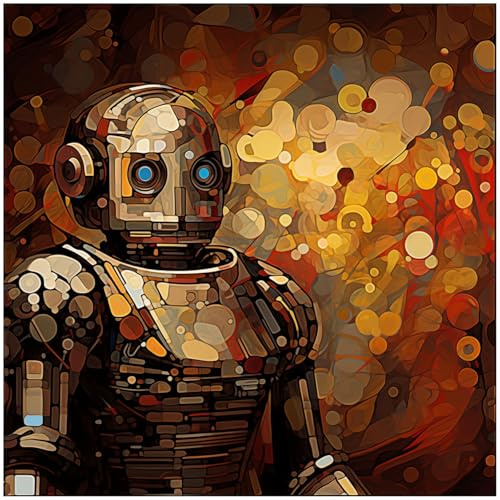 Wallario Memoboard aus Glas mit Motiv, Magnet-Tafel in 50 x 50 cm in Premium Qualität Bildnis eines Roboters