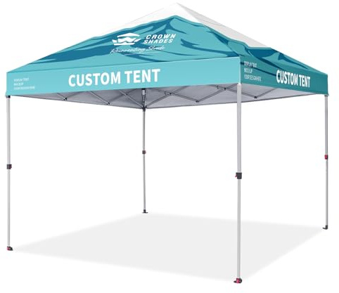Crown Shades individueller Pop-Up-Pavillon 3m x 3m, Flexibler Garten-Pavillon, personalisierbarer Messzelt für Messen, Werbeveranstaltungen und Geschäftslogo