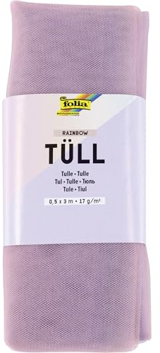 folia 8077 - Tüllstoff in Regenbogen, ca. 50 x 300 cm, Tüll zum Basteln, 17 g/m², handwaschbar bei 40°C, Tüllband für DIY Projekte, zum Dekorieren und Verzieren