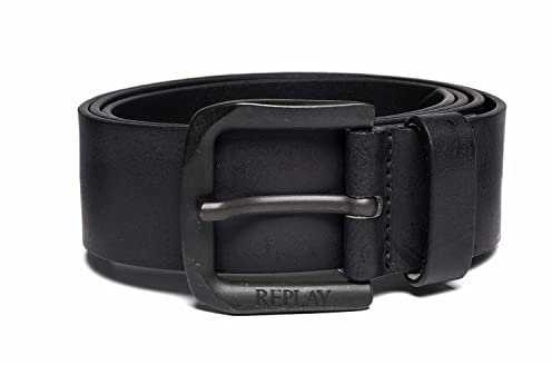 Replay Herren Gürtel aus Leder, Black 098 (Schwarz), 105