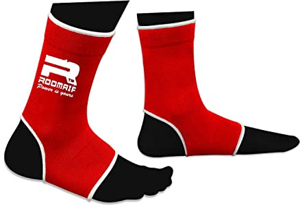 ROOMAIF Knöchelschutz Knöchelbandagen Sport Kampfsport Kickboxen Ankle Protector Thai Boxen MMA Knöchelschoner Fußbandagen DE (Rot, Einheitsgröße)