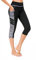 Flatik Damen Netzoberfläche Sport Gym Yoga Laufen Fitness Leggings Hose, Schwarz Grau(3/4 Capri), M