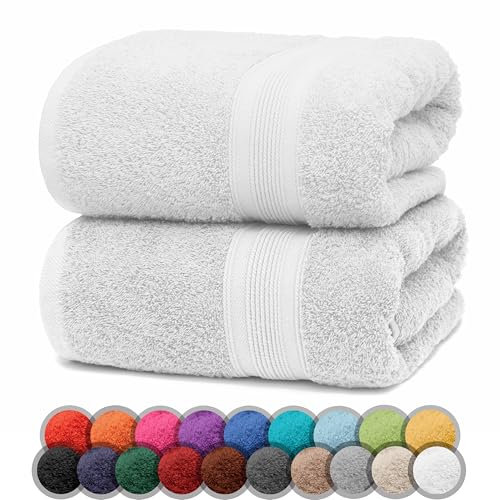 NatureMark 2er Pack DUSCHTÜCHER Premium Qualität 70x140cm DUSCHTUCH Dusch-Handtuch Doppelpack Farbe: Weiß