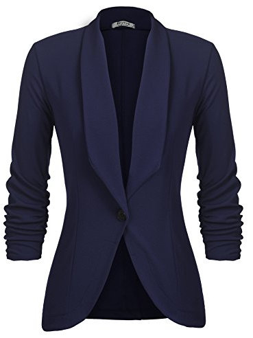 Unibelle Damen Blazer Cardigan Dünn 3/4 Längere Elegant Leicht Bolero Jacke Blazer Slim Fit Anzug Trenchcoat , Aa-navyblau, 36(Herstellergröße:S)