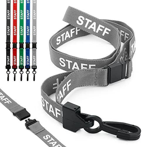CKB LTD Grau Personal Wegbrechen Sicherheitsleine Halsband, vorgedruckter Text, drehbarer Kunststoffclip Ausweishalter Design mit Schnellverschluss für Arbeiter ID kartenhalter - 20 Stück