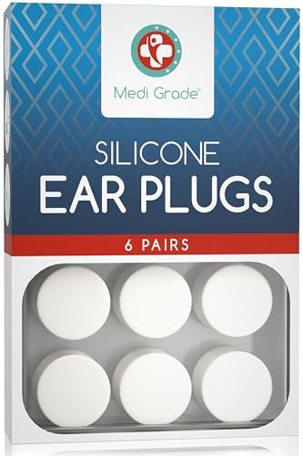 Medi Grade Premium Silicone Ear Plugs for Sleep, 6 Pairs, 27dB - Mouldable and Reusable Noise Cancelling Silicone Ear Plugs for Sleeping, Swimming and Concerts - Ear Plugs Noise Cancelling
