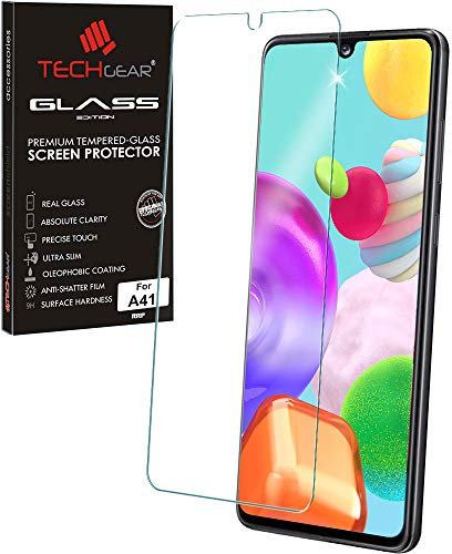 TECHGEAR Schutzfolie Schutzfolie kompatibel mit Samsung Galaxy A41, Displayschutzfolie aus gehärtetem Glas (2.5D Runde Kante) [9H Härte] [Crystal Clarity] [Kratzfest]