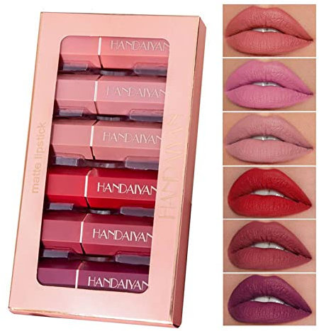 Skynest 6 Stück Lippenstiftset, Wasserdichte Langlebige Matte Flüssigkeit Lipgloss Lippenstift Kosmetik Make up