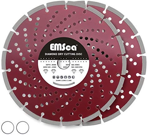 EMSea 9 Inch Diamond Disc Metal Cutting Disc Circular Saw Blade for Cutting Granite Sandstone Quartz Stone Brick Concrete 2pcs/set