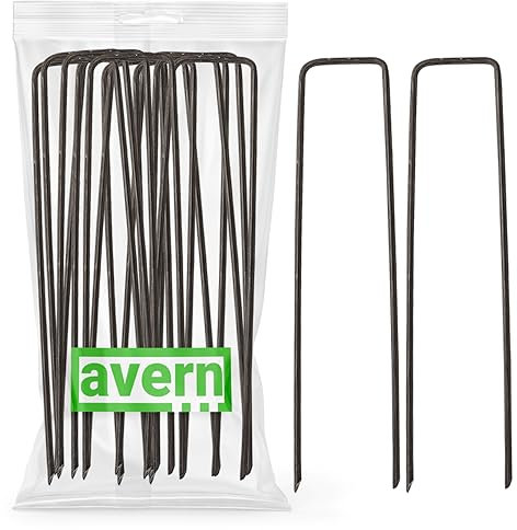 Avern 100 pack of 6 inch Garden Securing Peg for weed fabric, netting, fleece, groundsheets, landscape fabrics, polythene sheeting, chicken wire, membrane (100, 6/150mm, Steel)