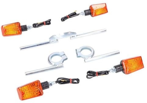 2EXTREME Blinker Set 12V 20W + Blinkerträger verzinkt hinten + vorne kompatibel für SIMSON S 50 51 75-96
