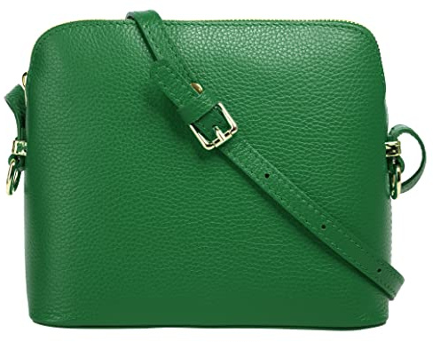 Cluty Umhängetasche Echt Leder Damen 021219 Made in Italy, Smartphonefach, Handtasche aus Leder, Crossbody Bag mit Reißverschluss, kleine Schultertasche