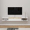 Pmnianhua Floating TV Stand, Wall Mounted Entertainment Center TV Media Console, Floating Shelves with Door, Floating TV Cabinet Large Storage TV Bench for Living Room (White, 160cm)