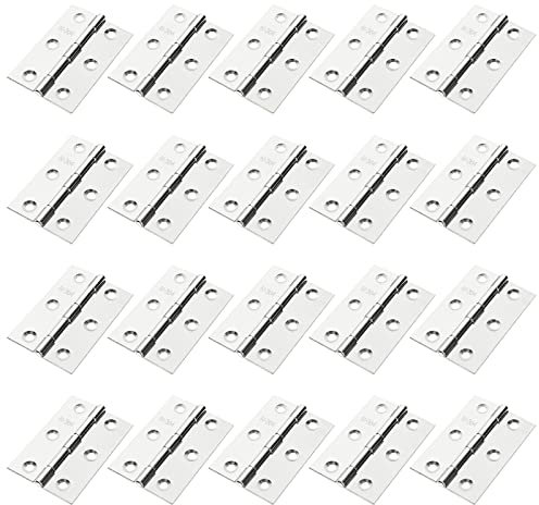 LOLYSIC 20Pcs Door Hinges 3 Inch / 75mm Butt Hinges, Stainless Steel 75mm Door Hinges 3 Butt Hinges for Internal External Doors Furniture Cabinet Wood Boxes