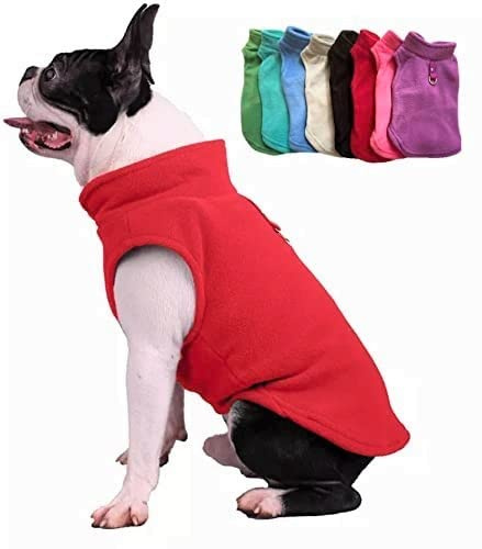 JACKO & CO Dog Fleece Vest Sweater w/Leash Ring - Red XL (7.3-10.8 kg)