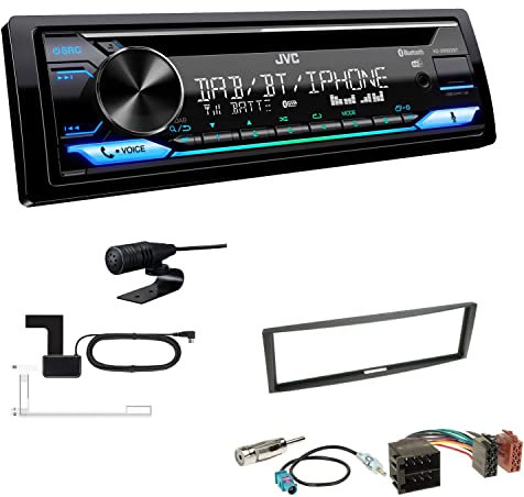 JVC KD-DB922BT 1-DIN Autoradio CD-Receiver Bluetooth DAB+ Digital Radio Einbauset passend für Renault Clio III 2005-2012 schwarz