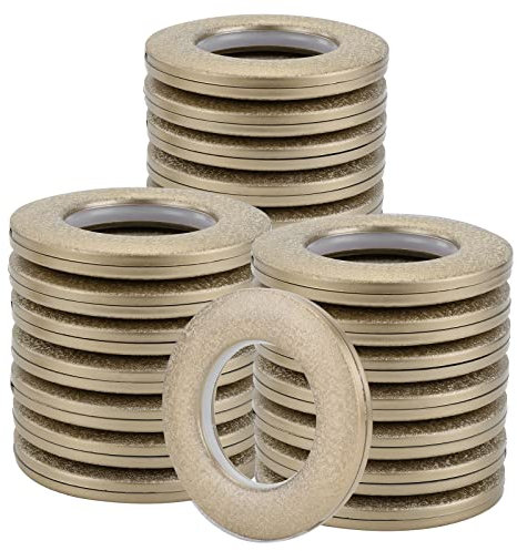 Knpwer 32 Pcs Curtain Eyelet Rings, Round Plastic Grommets Inner Diameter 40mm Low Noise DIY Rings for Window, Shower, Locker Room Door Curtains (Coffee)