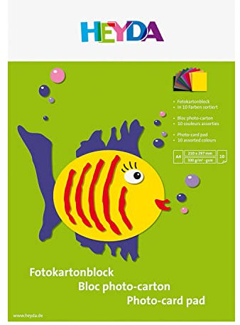 NEU Fotokarton-Block, DIN A4, 10 Blatt in sortierten Farben