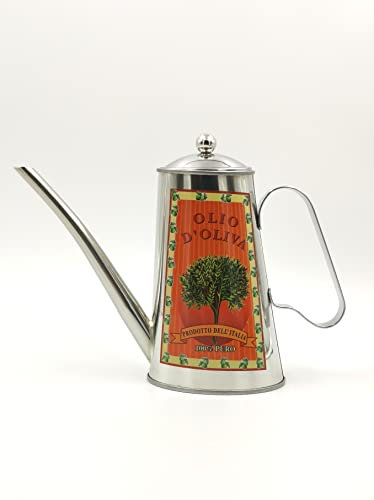 Huilier de table rouge en acier inoxydable cône ml 500 vintage décor, avec inscription : huile pure à 100 %