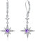 Stern Ohrringe 925 Sterling Silber Tropfen Ohrringe Achtzackiger Stern Hänge Ohrringe Lila Geburtsstein Schmuck für Mädchen Mutter Damen
