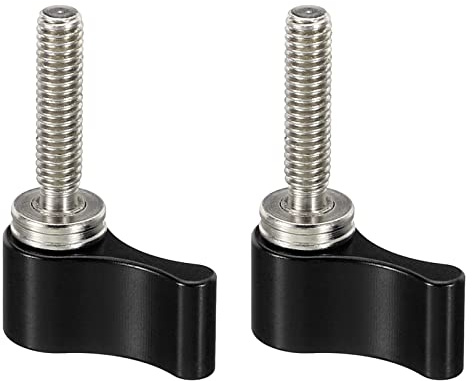 PATIKIL 2Pack M4 17mm Stecker Gewinde Drehknopf Alu Legierung Einstellbar | Hebelschraube mit Einzelflügel für Kamera Ausrüstung Schwarz