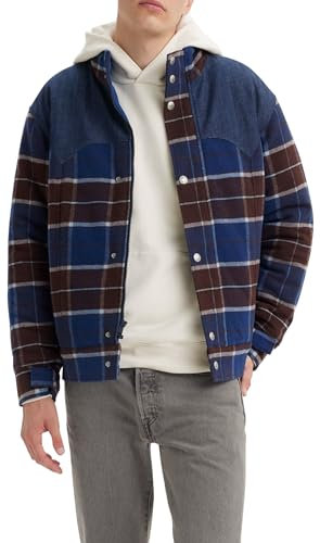 LEVIS Men's Webster Western Puffer Multi-Color, CRANDLE Plaid ALLSPI, Small