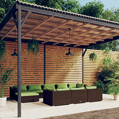 Festnight Rattan gartenmöbel Set Lounge XXL gartenlounge Set XXL gartensofa Rattan Loungemöbel Garten Garnitur Sitzgruppe Sofa Gartenset Sitzgarnitur-Braun und Grün-10-tlg